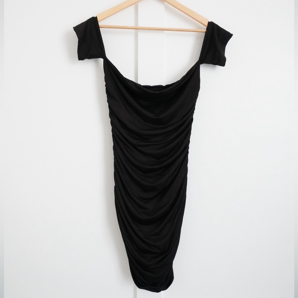 Revolve Superdown Black Ruched Mini Dress